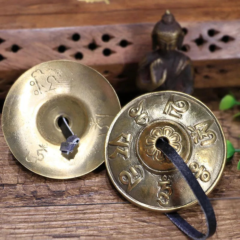 1 Pair Yog Bell Cymbals Buddhist Style Meditation Yoga Accessory