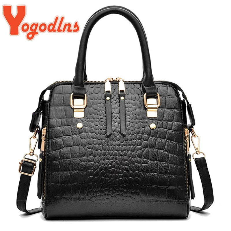 Luxury Crocodile Pattern Handbag Women Leather Shoulder Bag