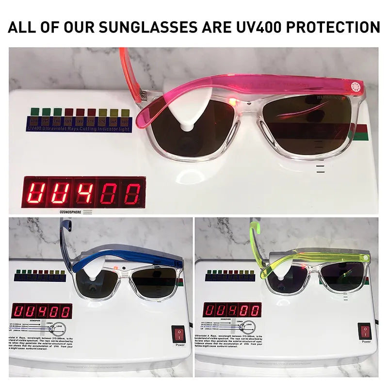 COLOSSEIN Retro UV400 Sunglasses For Women Gradient Colorful Lens Transparent Frame