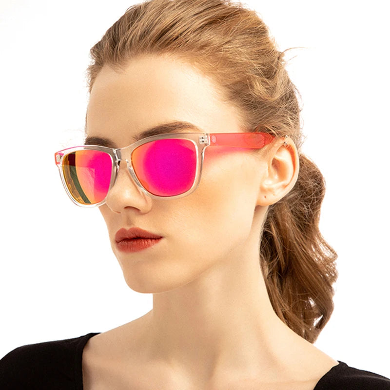 COLOSSEIN Retro UV400 Sunglasses For Women Gradient Colorful Lens Transparent Frame