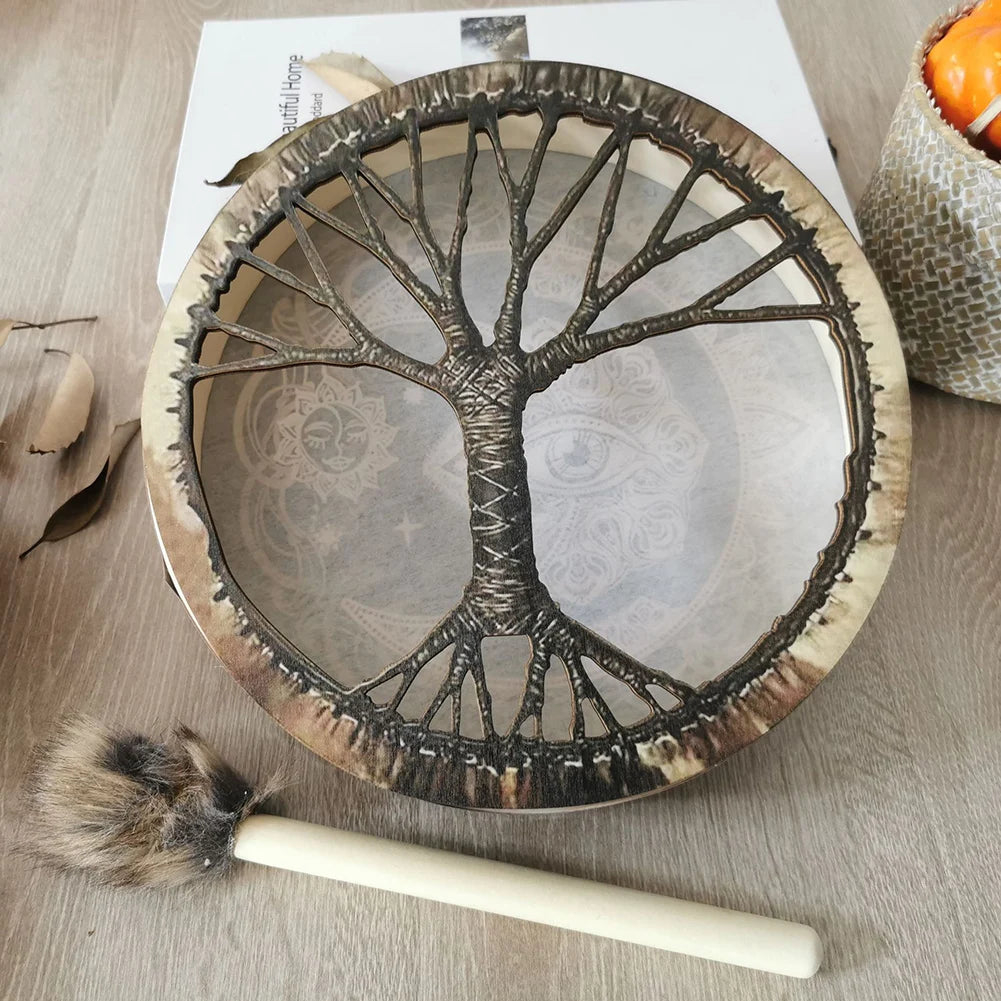 Handmade Shaman Drum Tree of Life Healing Tool for Spiritual Music Meditation