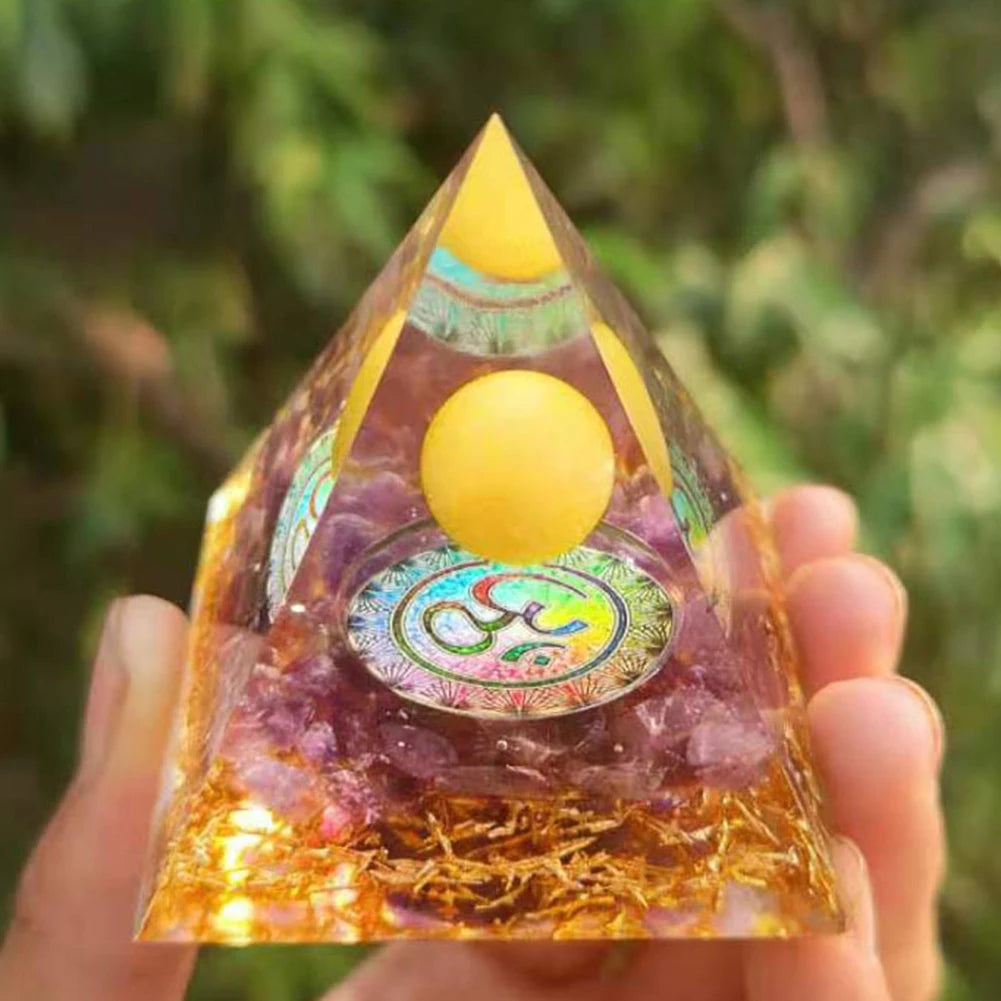Natural Tiger Eye Healing Amethyst Crystal Sphere Orgone Pyramid Quartz Chakra Meditation Stone