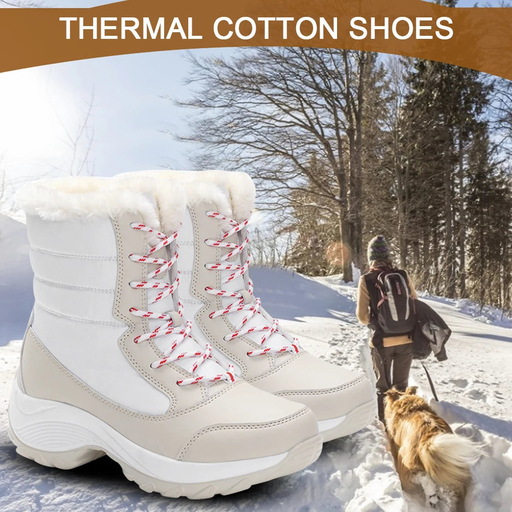 Winter Waterproof Snow Boots Plush Warm Ankle Boots For Women