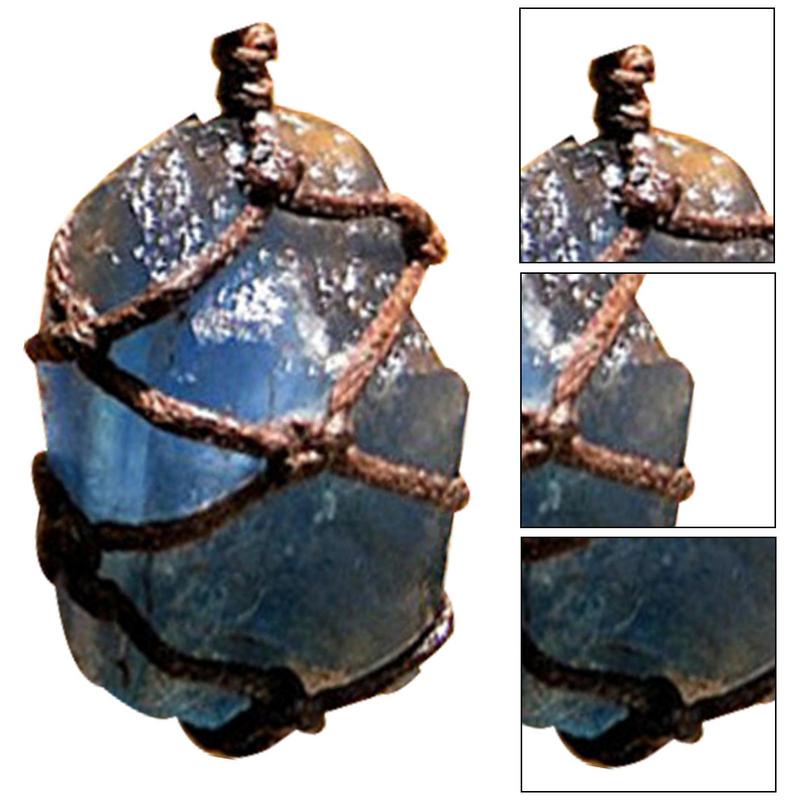 Crystal Stone Bluegreen Pendant With Handwoven Rope