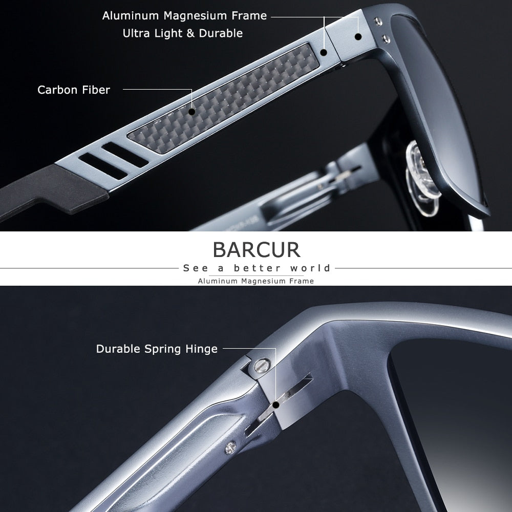 BARCUR Aluminium Magnesium Sunglasses Polarized Vintage Shades Men & Women