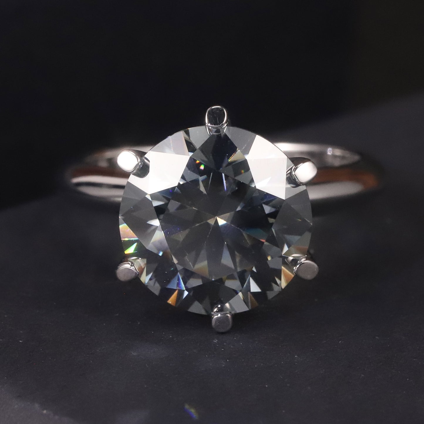 5.0CTW Round Colorless Moissanite Solitaire Ring