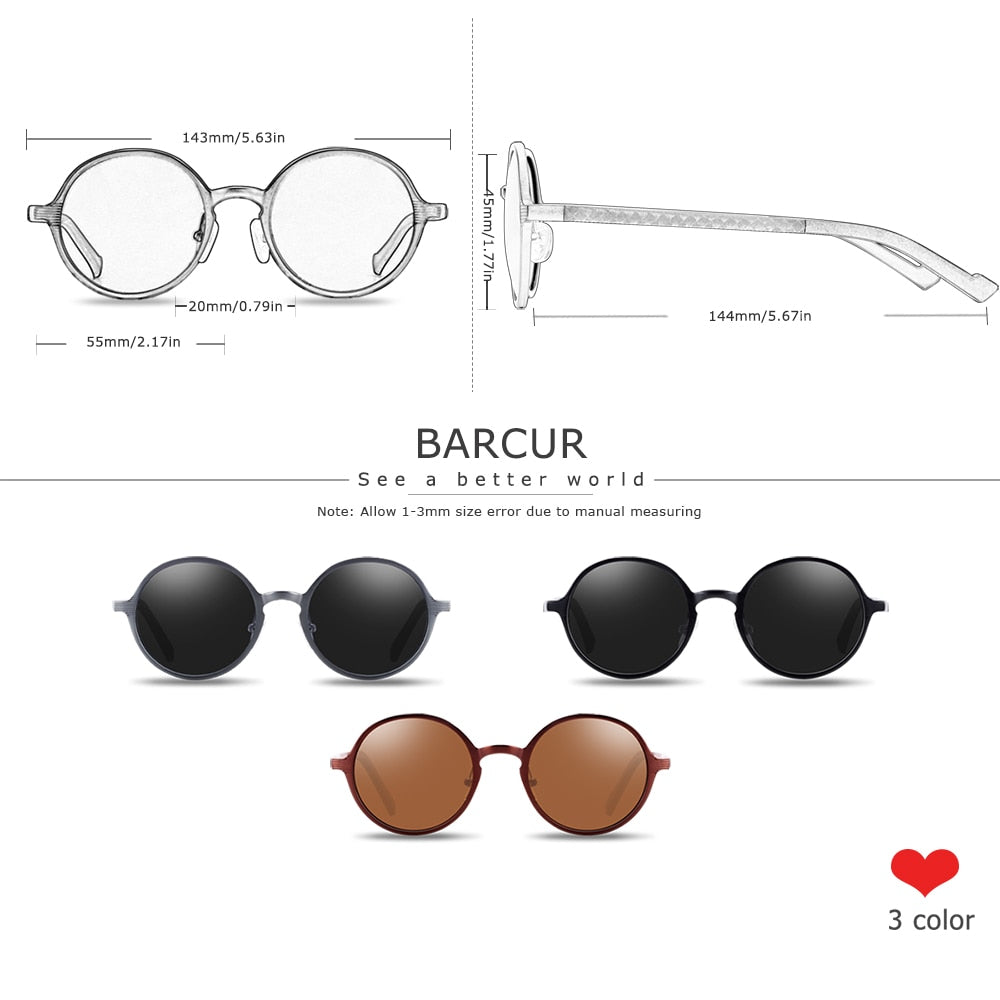 BARCUR Black Goggle Sunglasses Luxury Brand Glasses Retro Vintage