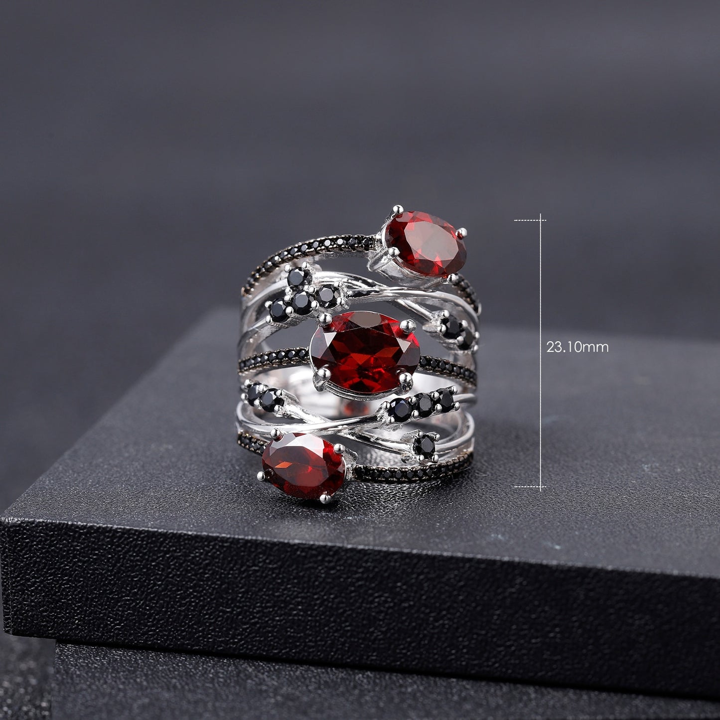 Sterling Silver Stackable Anniversary Ring Natural Red Garnet Birthstones