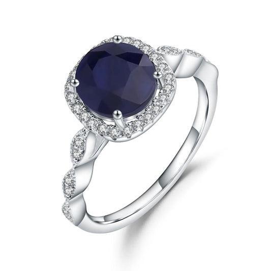 Natural Blue Sapphire Ring Wedding Anniversary Gift Sterling Silver