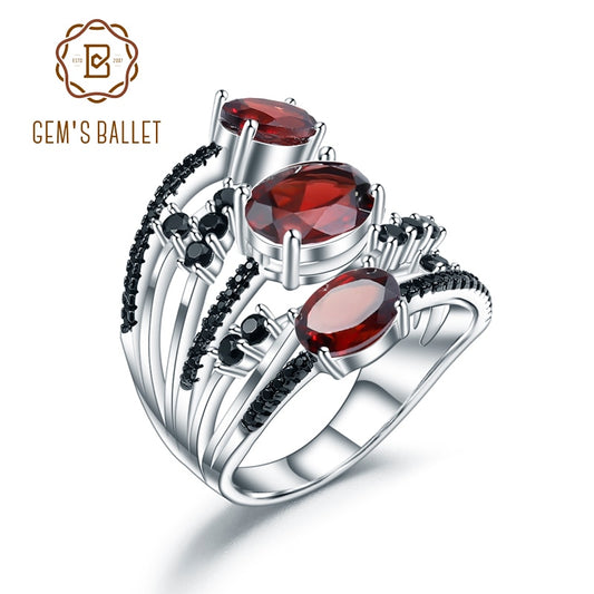 Sterling Silver Stackable Anniversary Ring Natural Red Garnet Birthstones