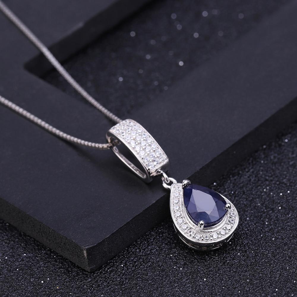 Classic Natural Blue Sapphire Gemstone Jewelry Set Sterling Silver