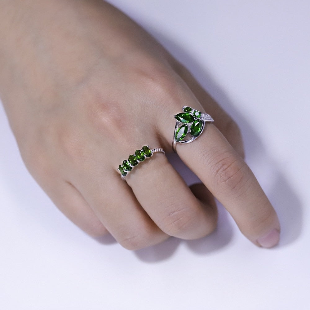 Natural Chrome Diopside Gemstone Ring 925 Sterling Silver