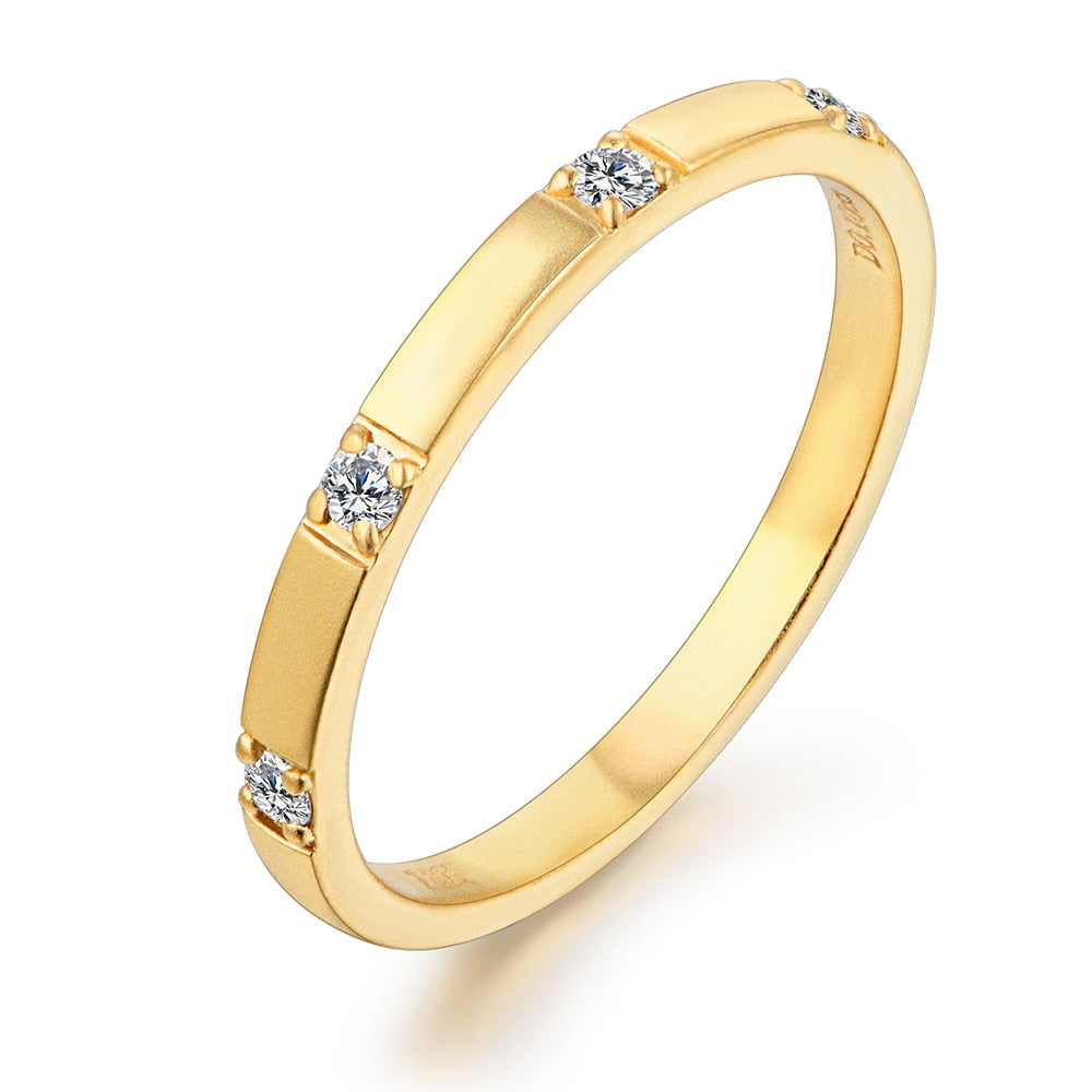 Round Cut D Color Moissanite 18K Yellow Gold Plated Diamond Ring