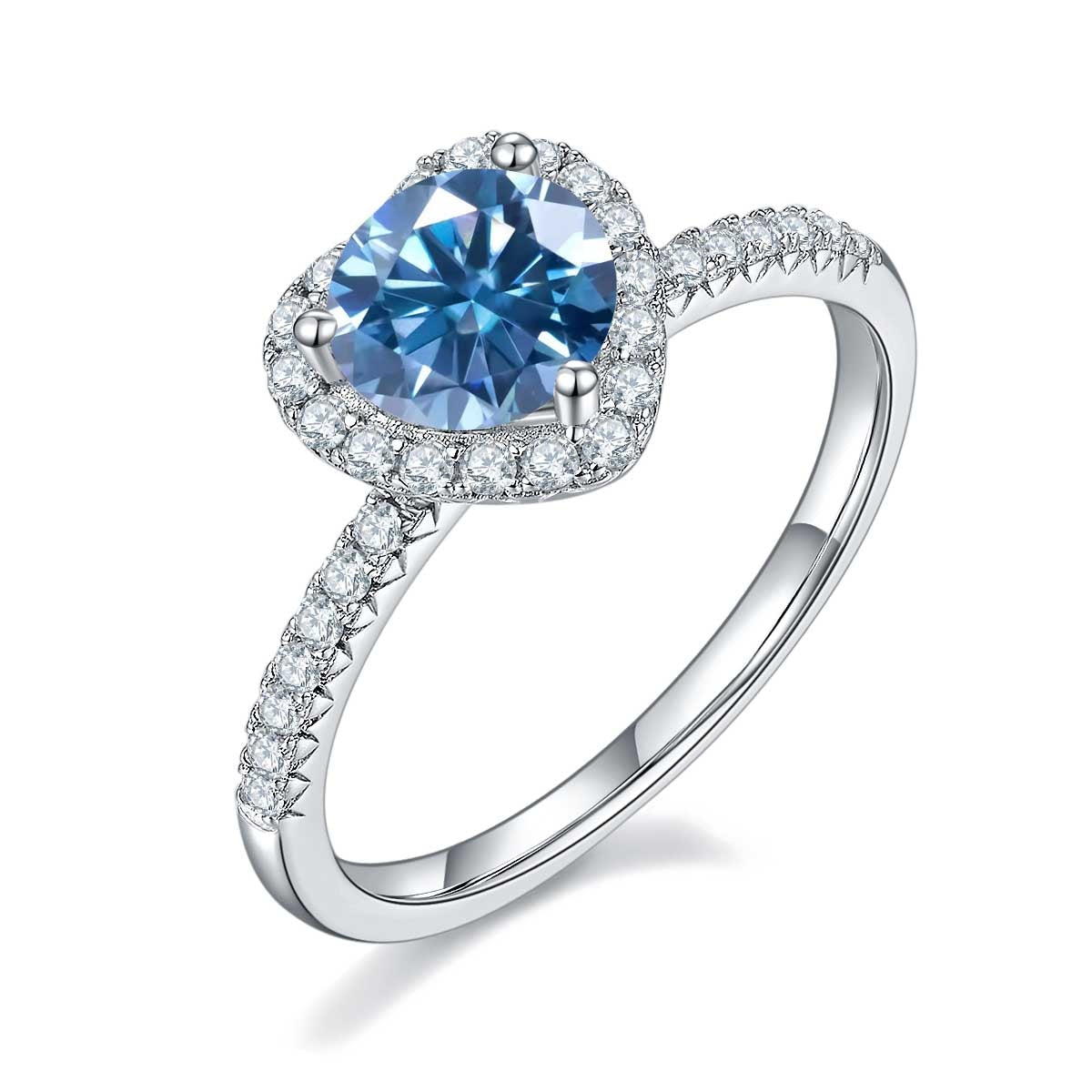 Sterling Silver Promise Ring Moissanite Diamond Heart Rings