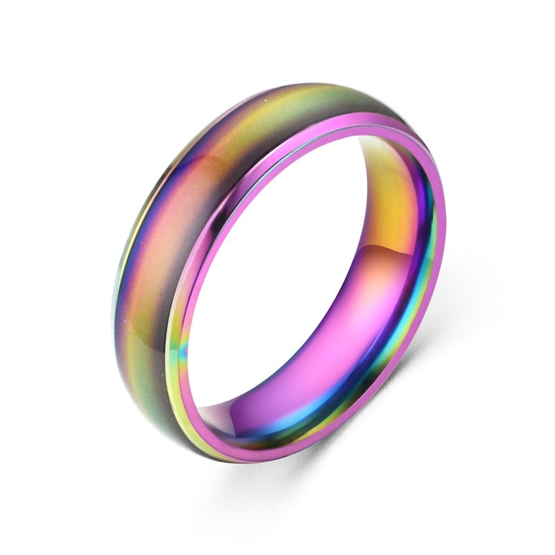 Almei High Quality Stainless Steel Changing Color Mood Rings