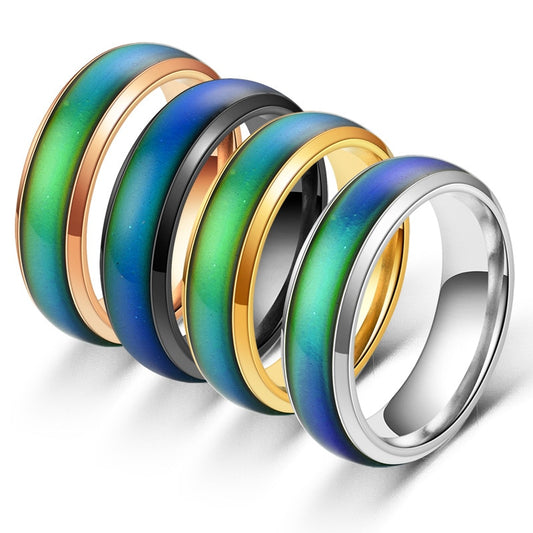 Almei High Quality Stainless Steel Changing Color Mood Rings