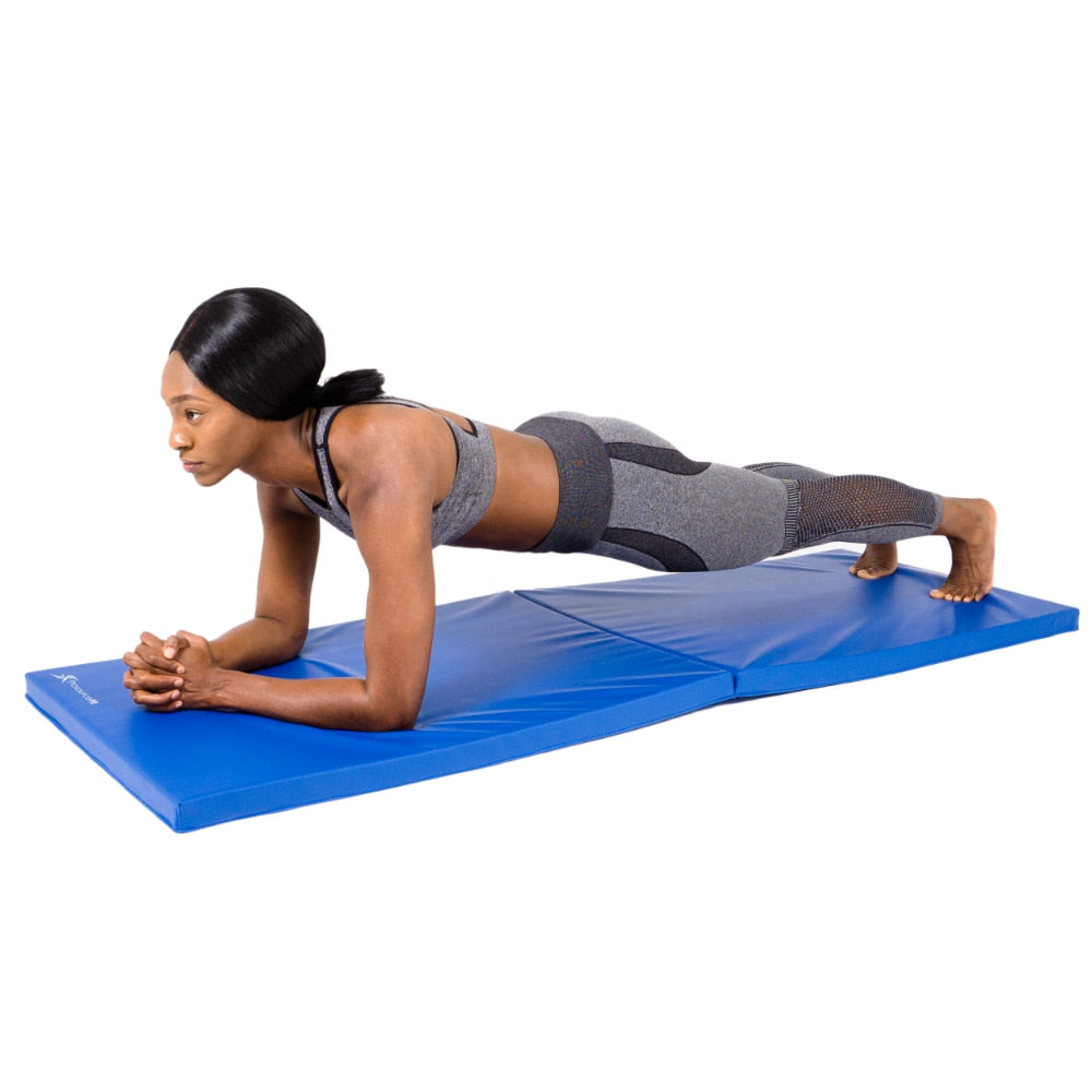 Bi-Fold Folding Exercise Mat 6 X 2, Blue Yoga Mat