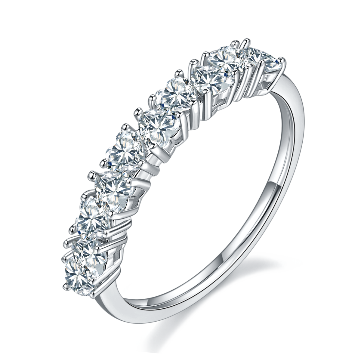 18K White Gold Plated Sterling Silver Moissanite Ring