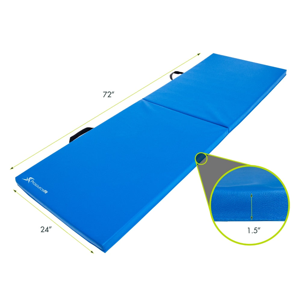 Bi-Fold Folding Exercise Mat 6 X 2, Blue Yoga Mat