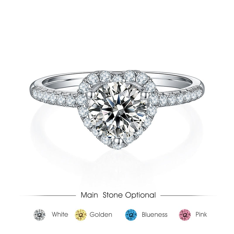 Sterling Silver Promise Ring Moissanite Diamond Heart Rings