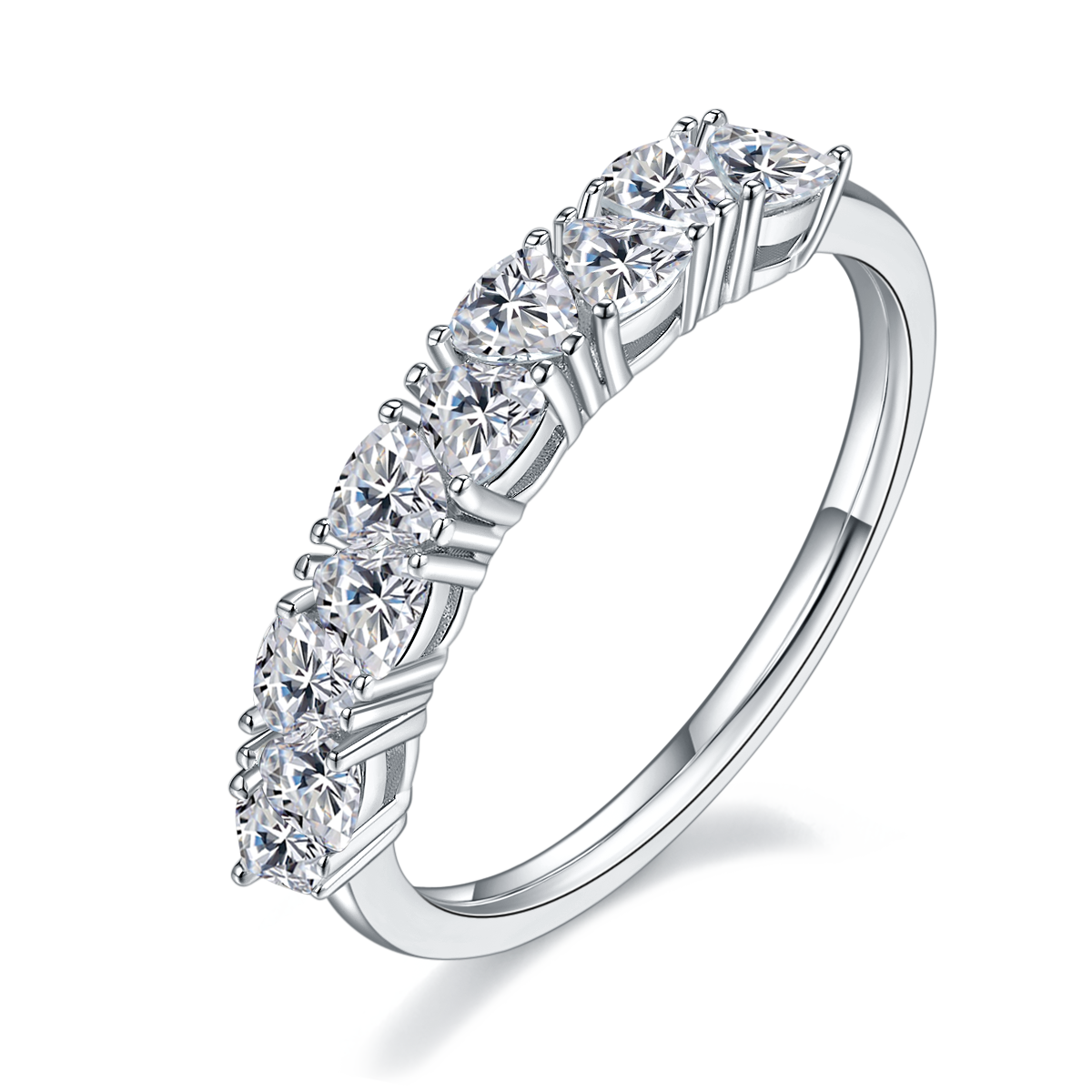 18K White Gold Plated Sterling Silver Moissanite Ring